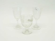 19th Century glass rummer and wine goblets possibly by Thomas Webb