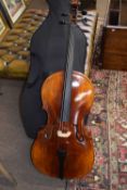 Cello -no makers label apparent - 120 cm long - together with a black travel case. Appears in good