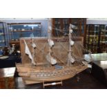 20th Century scratch built model of The Vasa, a Swedish three masted warship, 90cm long, 75cm high