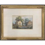 J. Morris (British,19th century), Bramerton Church, watercolour, signed, gilt framed,17x26cm,