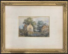 J. Morris (British,19th century), Bramerton Church, watercolour, signed, gilt framed,17x26cm,