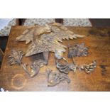 Mixed Lot: Various assorted gilt wood pieces to include eagle mount from a Georgian mirror and