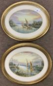 Edwin Earp (British,1851-1945), Somerleyton wherry scene, watercolours in oval, signed, 6.5x9ins