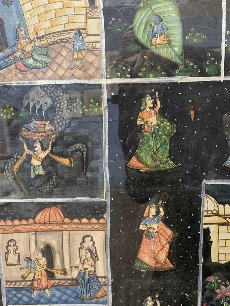 Indian pichhavai gouache on silk depicting, predominantly, scenes of Krishna with female Gopis - Image 5 of 6