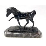 Spelter bronzed effect horse on plinth