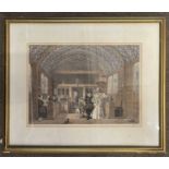 circa 19th Century coloured engraving, Interior View of the Chapel, Moat House, Ingham, Kent,