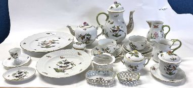 A large quantity of Herend porcelain all decorated in Meissen ornithological style with birds,