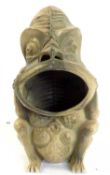 Pottery model of a grotesque frog as a spoon warmer, in Bermantoft style, 30cm high