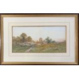 Henry Rawson (British, fl.1890-1910), Village scene, watercolour, signed, 19x40cm, framed and