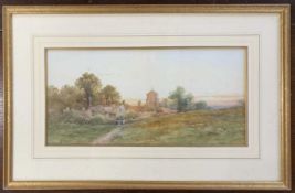 Henry Rawson (British, fl.1890-1910), Village scene, watercolour, signed, 19x40cm, framed and