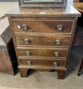 Small Georgian oak four drawer chest raised on bracket feet, 50cm wide