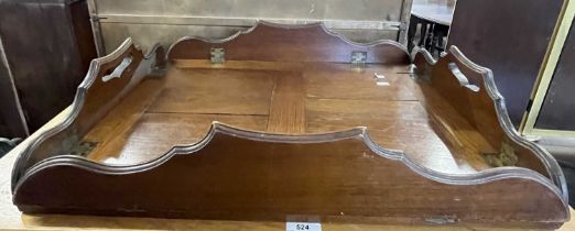 Late 19th/early 20th century oak butler's type tray with drop down sides, 61cm wide