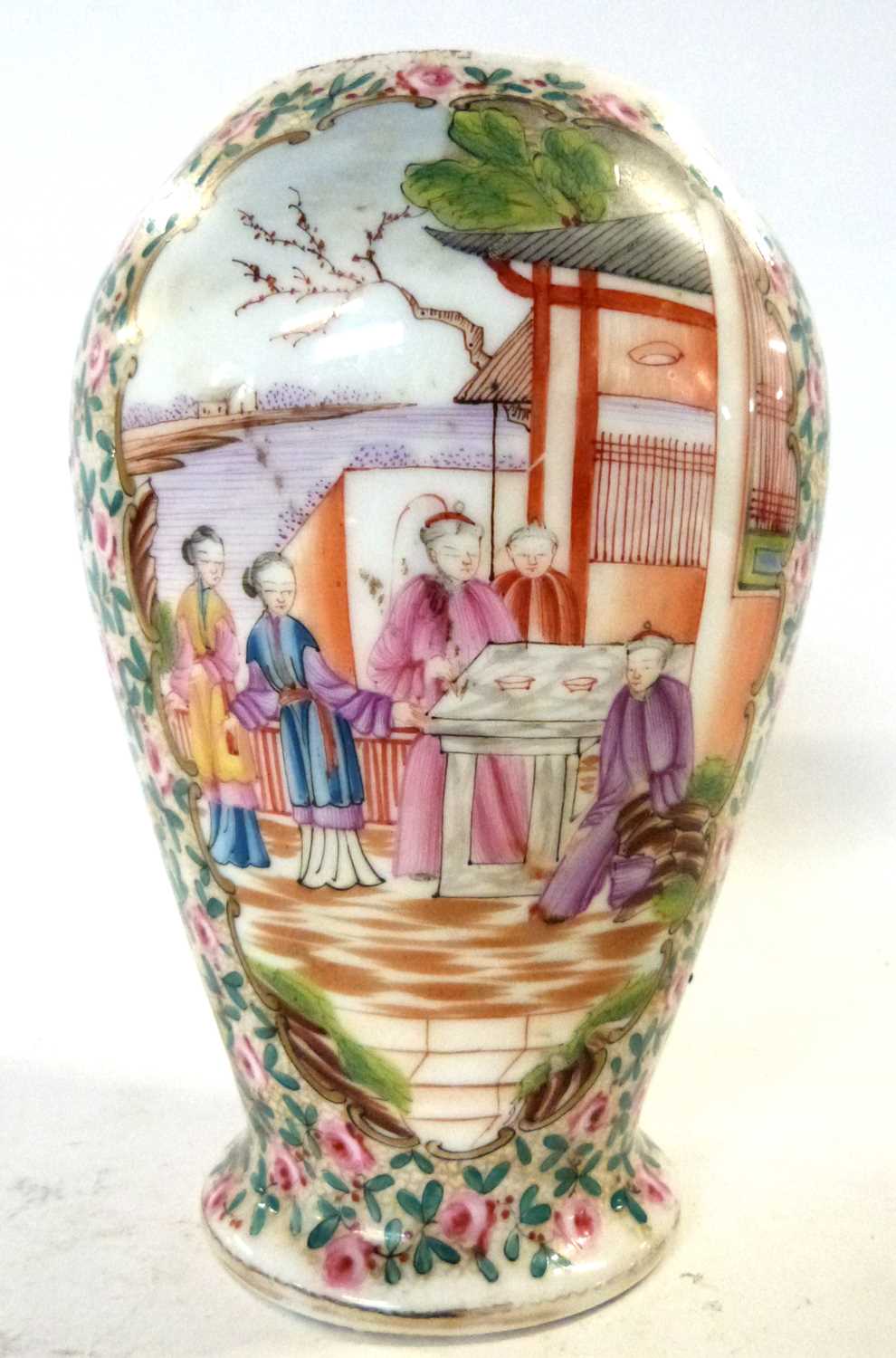 19th Century Cantonese porcelain vase of baluster form decorated with Chinese figures in various - Image 3 of 8