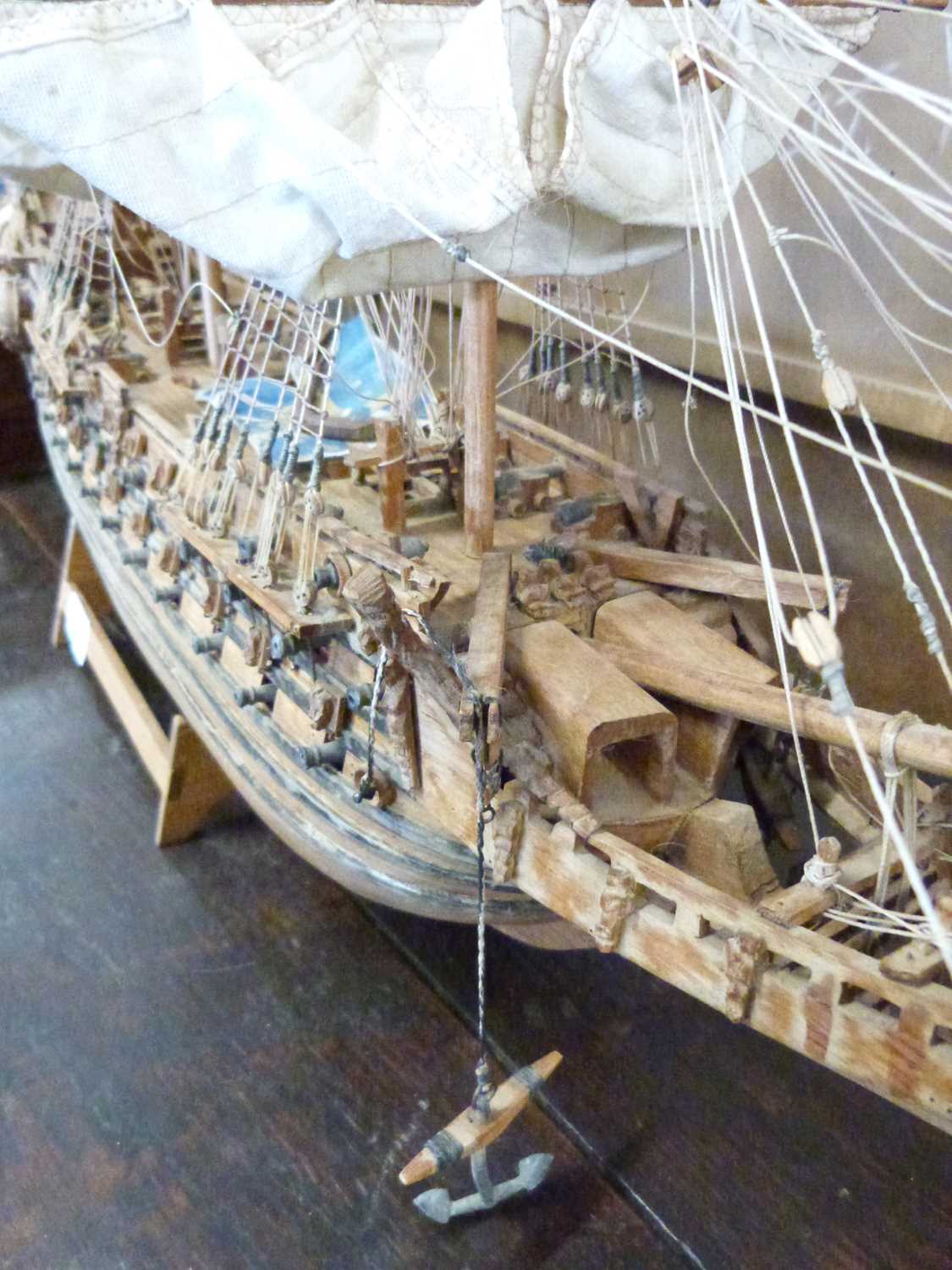 20th Century scratch built model of The Vasa, a Swedish three masted warship, 90cm long, 75cm high - Image 6 of 6