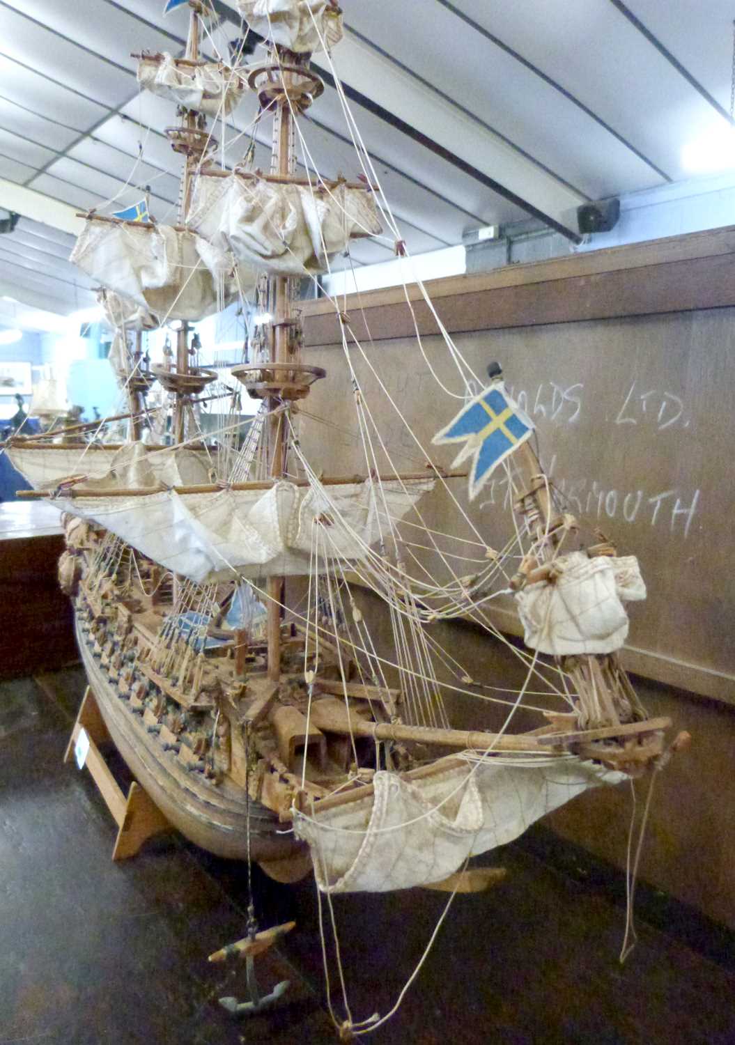 20th Century scratch built model of The Vasa, a Swedish three masted warship, 90cm long, 75cm high - Image 4 of 6