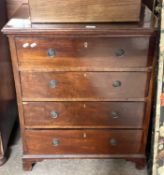 Small 19th century mahogany four-drawer chest with ringlet handles, 68cm wide