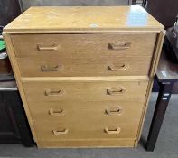Vintage G-Plan oak five drawer chest,76cm wide