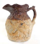 19th century Doulton & Watts stoneware jug, the brown ground with hunting decoration (chip to rim)