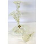 Victorian opaline glass epergne with three flower holders and a central large flower holder (one