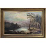 G.Leslie (British, circa 19th / early 20th century), Landscape scene, oil on canvas, signed,