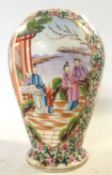 19th Century Cantonese porcelain vase of baluster form decorated with Chinese figures in various