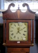 Early 19th century longcase clock with painted dial (maker's name erased), 30-hour movement striking