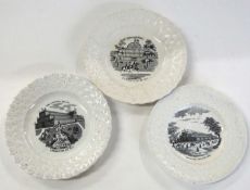 Group of three 19th century English pottery plates, all featuring the Great Exhibition of 1851 at