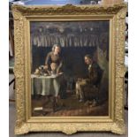 British School, circa early 20th century, interior scene depicting an elderly couple sitting by a