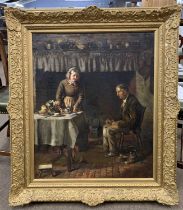 British School, circa early 20th century, interior scene depicting an elderly couple sitting by a