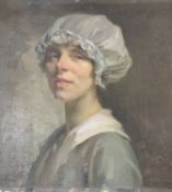 John Frederick Pettinger (1877-1939), Bust portrait of a side glancing lady, oil on canvas, signed