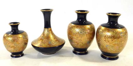 Four Satsuma type vases, 20th Century by Soko, China, also marked Satsuma to base, vase 12cm high