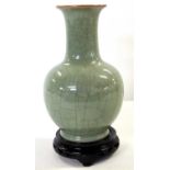 Chinese porcelain vase the celadon ground with a crackle ware design, 20cm high lot 326 in good