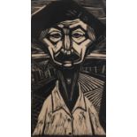 Eduardo Larrante (Uruguayan, Contemporary), Untitled portrait of a farmer. Limited edition woodcut