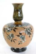 Doulton Lambeth vase by Eliza Simmance, the buff ground with pate sur pate decoration of flowers,