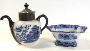 Doulton Burslem Royle patent tea pot with plated lid, together with a small Doulton Burslem bowl