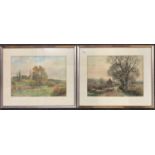 Henry Charles Fox RBA (British,1855-1929), a pair of countryside landscape scenes, watercolours,