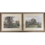 Henry Charles Fox RBA (British,1855-1929), a pair of countryside landscape scenes, watercolours,
