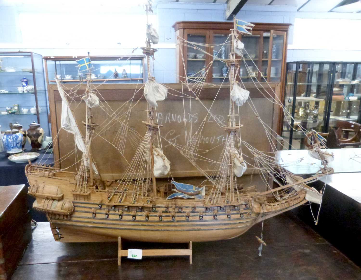 20th Century scratch built model of The Vasa, a Swedish three masted warship, 90cm long, 75cm high - Image 2 of 6