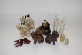 Group of Oriental ceramics including two Satsuma figures modelled as small boys together with two