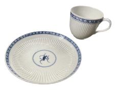 A Worcester cup and saucer with reeded design