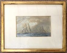 Oswald Brierly (British,19th century), Shipping scene, watercolour, gouache and pencil, signed,