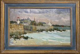Victor Slaymaker (British, 20th century), 'Concarneau Brittany', oil on board, signed, 30x48cm,