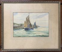 A.D. Bell (pseudo Wilfred Knox, British,1844-1966), 'Silvery Sea', gouache, signed and dated 1954,