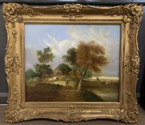 In the manner of George Turner (British,1841-1910) Rural scene, oil on canvas, 48x58cm, gilt