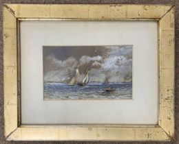 Oswald Brierly (British,19th century), Maritime scene, watercolour, gouache and pencil, signed,