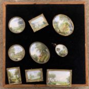 Cyril Boyland Turner (British, 20th century), Nine miniature Norfolk landscape oil / soft pastels on