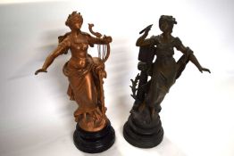 Two spelter figures, after Louis Moreau