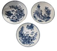 A group of three Worcester porcelain saucers (damages)
