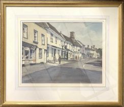 Stanley Orchant (British, 20th century), High street watercolour, 35x46cm, framed and glazed.