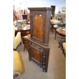 Late 19th Century carved oak two tier corner cabinet with inlaid decoration